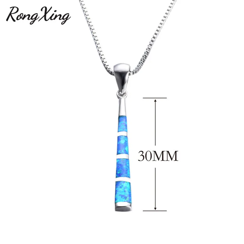 Rongxing уникальный дизайн бейсбольной летучей мыши синий огонь опаловые подвески и ожерелье s для женщин 925 серебро ожерелье NL0074