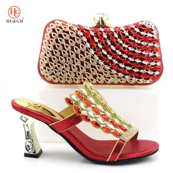 

2020 Bling Shining Design Women Party Shoes Italian Shoes With Bag Rhinestones African Shoes And Bag Set for Wedding Size 34-43