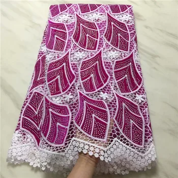 

Latest African Lace Fabric 2019 African Velvet Guipure Cord Lace High Quality Embroidery Stone Lace Fabric For Wedding 1611