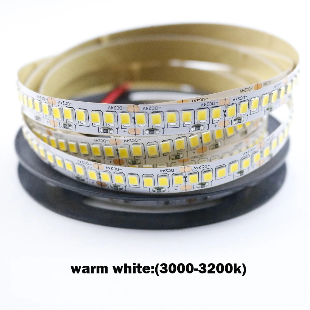 Светодиодный полосы 2835 SMD 1200 светодиодный чип 12V 24V светодиодный гибкий PCB светильник светодиодный задний светильник полосы светодиодный лента 240 светодиодный/m Белый/теплый белый, 1 м, 2 м, 5 м