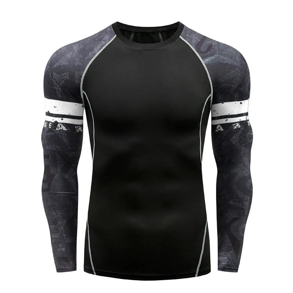 Quick Dry Compression Men's Long Sleeve T-Shirts Running Shirt Fitness Tight Tennis Soccer Jersey Gym Fashion Print Sportswear