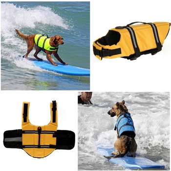 

New Fashion Yellow Color Reflective Strip Pet Dog Life Jacket&Dog Life Vest Swimming Wear Dog life Preserver