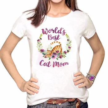 

Women Clothes Tshirt Cat Mom Cute Sweet Fashion Shirt Printed Casual Woman Tee Ladies Female T-shirt Short Sleeve T Top