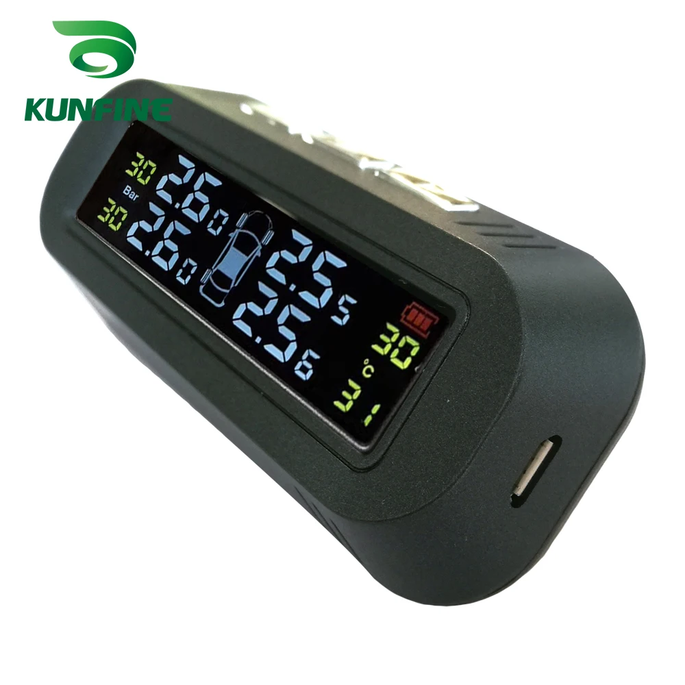 HUB Smart Car TPMS Tyre Pressure Monitoring System Solar Energy TPMS Digital LCD Display Auto Security Alarm Systems With 4 Sens