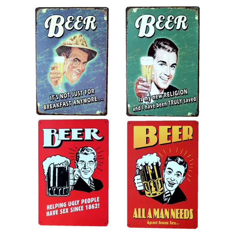 

Drink Beer Metal Signs Plaque Beer Vintage Bar Club Garage Decorative Home Decor 20x30 cm