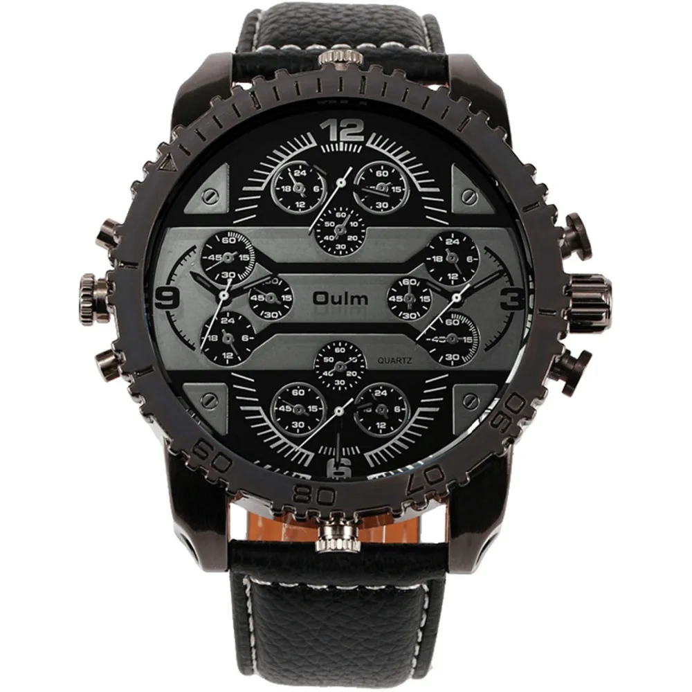 Prix pour OULM Hommes de Montres Aviateur Militaire DZ Quartz-montre-Bracelet Bracelet En Cuir 4 Fuseau horaire Oversize en forme D'engrenage lunette + Cadeau Boîte Prix pour OULM Hommes de Montres Aviateur Militaire DZ Quartz-montre-Bracelet Bracelet En Cuir 4 Fuseau horaire Oversize en forme D'engrenage lunette + Cadeau Boîte