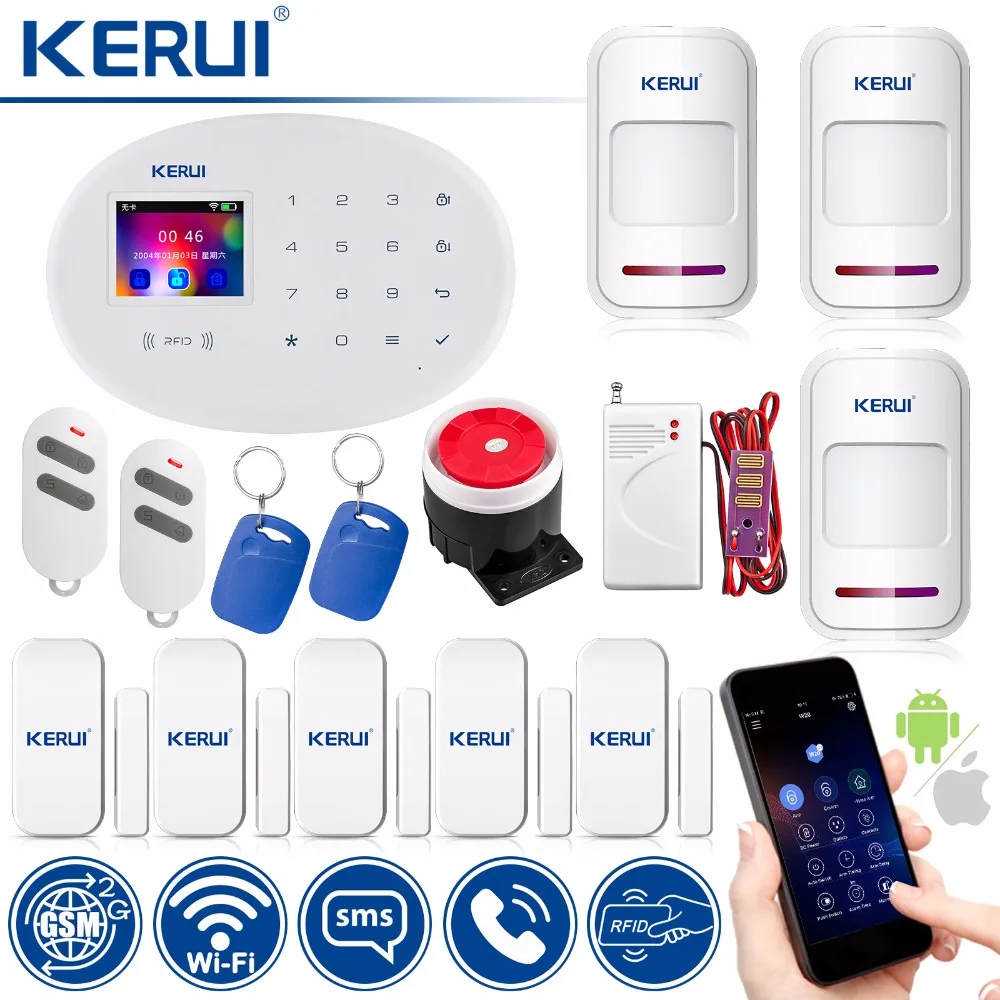KERUI WIFI GSM Home W20 Smart Socket Security Alarm System RFID Card APP Control Burglar Wireless Alarm 2.4 inch TFT Touch Panel KERUI WIFI GSM Home W20 Smart Socket Security Alarm System RFID Card APP Control Burglar Wireless Alarm 2.4 inch TFT Touch Panel