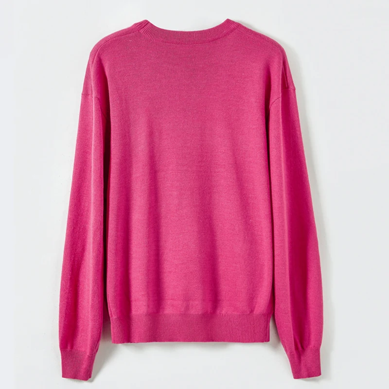 Baratos Precio de fábrica de alta calidad estilo europeo americano Casual cuello redondo manga larga dulce cartón tejido bordado suéter