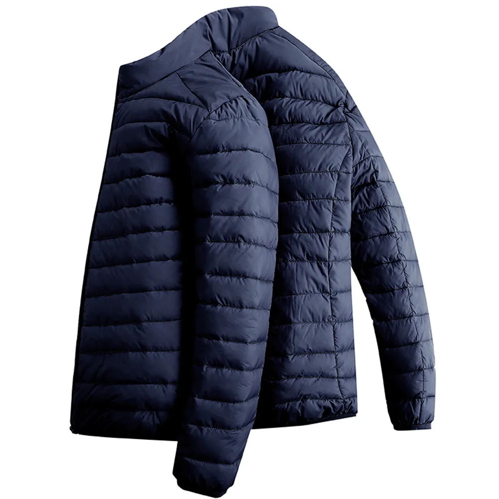 Новая зимняя мужская водонепроницаемая куртка doudoune homme duvet de canard jaqueta masculina с перьями, хлопковая одежда, пальто с воротником#4O18 - Цвет: Тёмно-синий