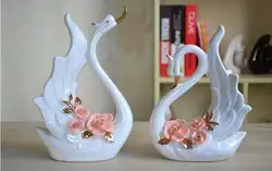 2 шт./компл. творческий Европейский Лебедь ремесел украшения Белый Розовый цвет свадебные подарки домашнего Украшения для Гостиная e673