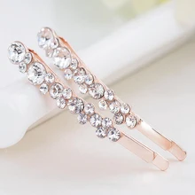 1 пара, корейская мода, ювелирные изделия для волос, роскошный кристалл, заколка для волос, блестящие стразы, шпилька, прозрачный камень, розовое золото, заколка для волос для женщин