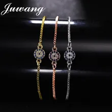 JUWANG синий сглаза браслет для женщин и девушек греческий глаз CZ кубический цирконий золотой цвет браслет цепочка модный подарок
