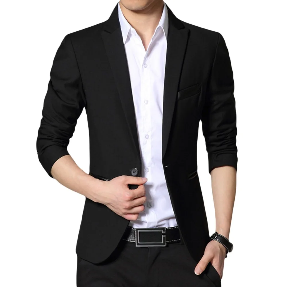 YUNCLOS 2019 New One Button Blazer for Men Casual Slim Fit Jackets Solid Color Business Wedding Party Men Blazer Jackets