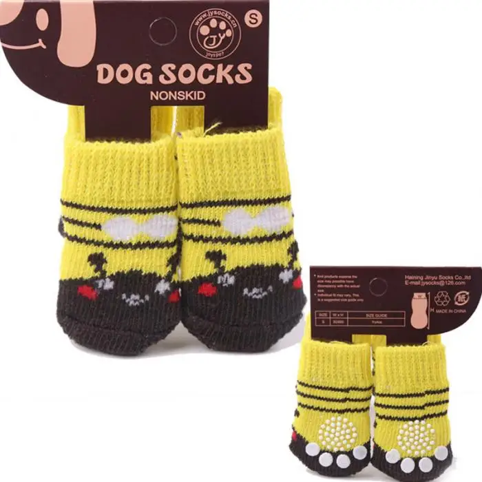 4 шт. носки для домашних собак Нескользящие мягкие теплые дышащие эластичные носки для осени и зимы KM88