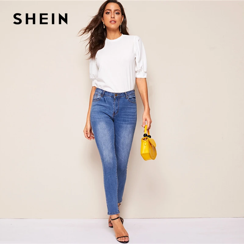 SHEIN Повседневный Топ С Оригинальным Рукавом Стильная Офисная Блузка С Коротким Рукавом