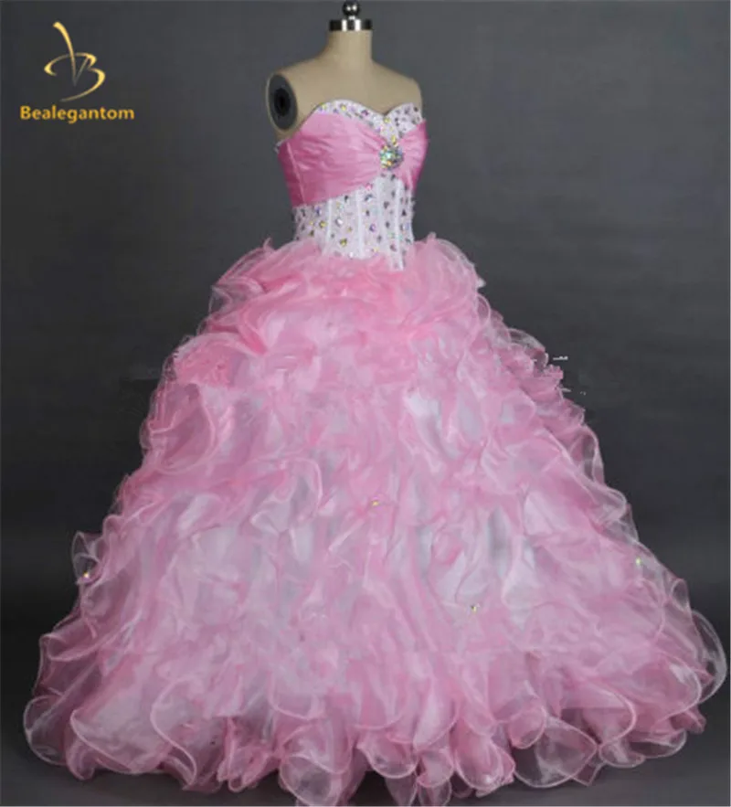 

2015 New Romantic Ball Gown Quinceanera Dresses Sweetheart Crystal Pleat Beading Floor-Length Lace Up Vestidos De 15 Anos QA127