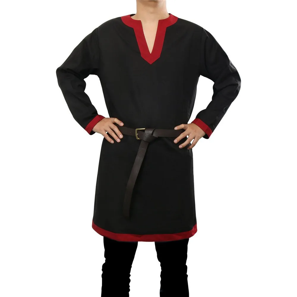 Medieval Renaissance men Tunic Viking Saxon short sleeve shirt Halloween Cosplay