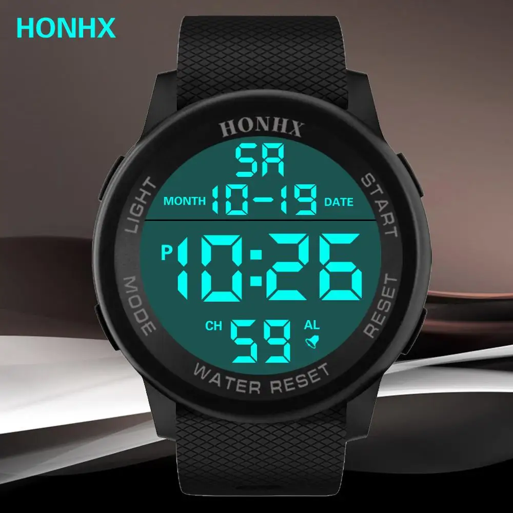 

2019 Luxury Military Men Women LED Sports Watch Leather Strap Luminous Analog Digital Waterproof Wrist Watch Relogio Masculino