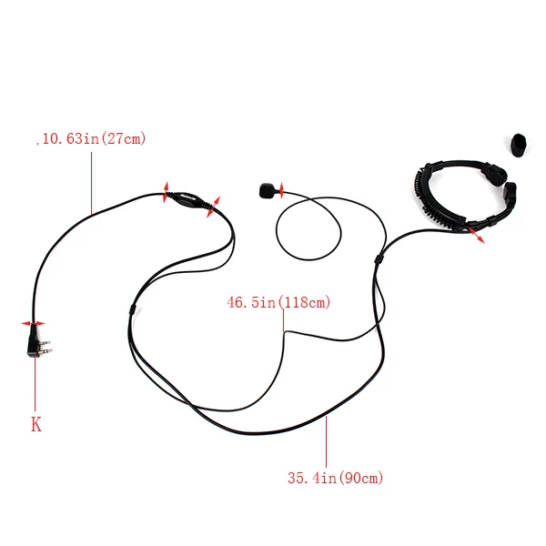 2 шт. 2 Pin горло гарнитура PTT с микрофоном для KENWOOD Retevis H777 TYT BAOFENG BF-888S UV-5R Ham Радио рация C9026A