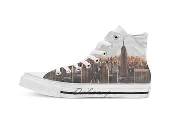 

Empire State Building Novelty Design breathable casual High Top lace-up Canvas shoes sneakers