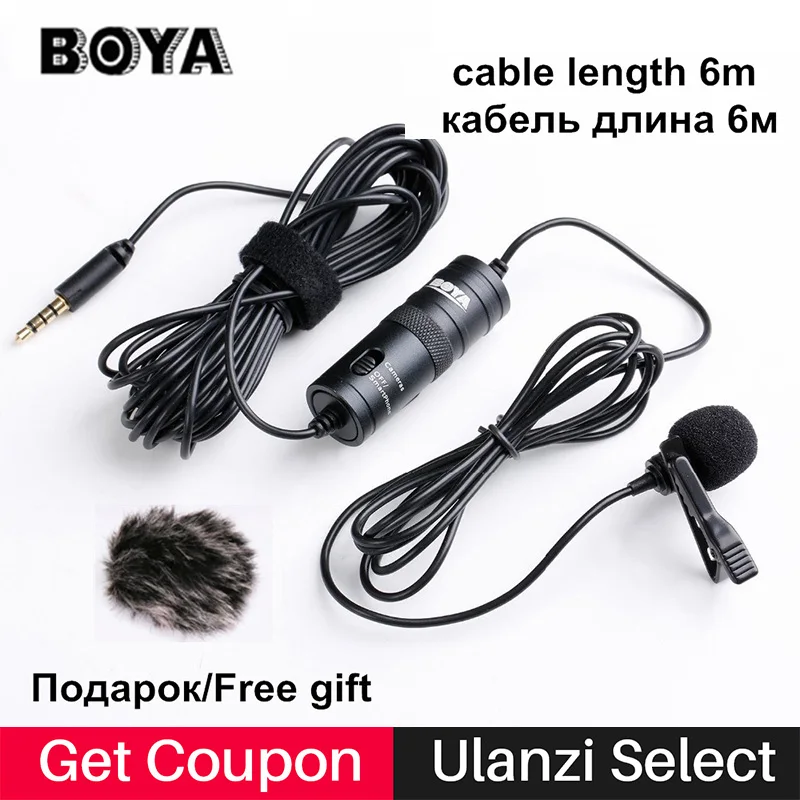 Online Boya BY M1 micrófono de solapa 6m omnidireccional condensador la grabación de Video de micrófono para iPhone X Canon DSLR Nikon Zoom h1 H1N útil
