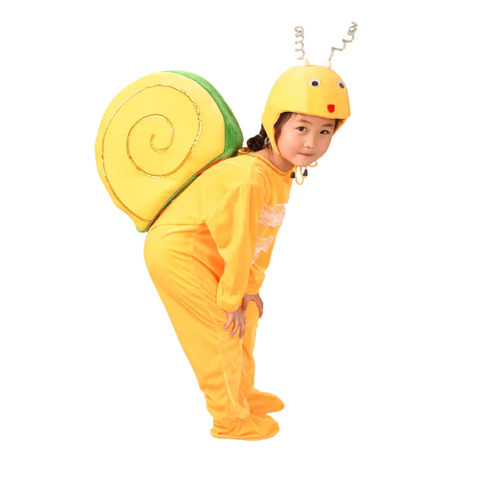 Детский зеленый желтый красный костюм улитки на Хэллоуин вечерние костюмы для косплея животных Улитка Одежда для мальчиков и девочек - Цвет: long sleeve yellow