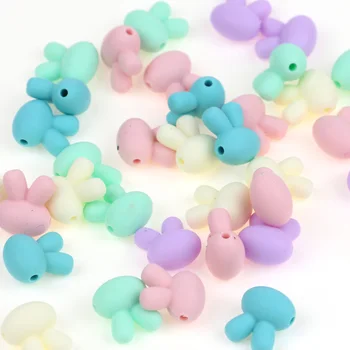

TYRY.HU 10 pieces Rabbit Beads Silicone Animal Beads Baby Teether Silicone Teether Teething Beads For Necklace BPA Free