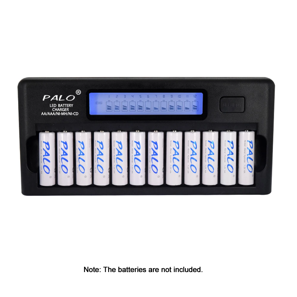 PALO PL-NC30 интеллектуальное зарядное устройство с ЖК-дисплеем быстрое умное зарядное устройство 12 слотов для аккумуляторов 1,2 в Ni-MH Ni-CD AAA AA
