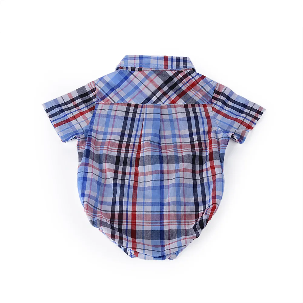 Famuka/качественный Летний комбинезон для маленьких мальчиков; клетчатые рубашки; Детские распашонки; Детский комбинезон из органического хлопка; Детский комбинезон