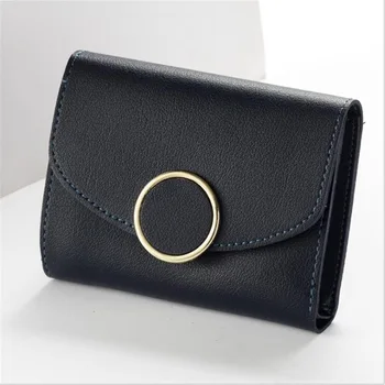 

Ballerry Mini Envelope Wallet Women Leather Purse Ladies Wallet Clutch Card Holder Trifold Female Purse Cuzdan With Metal W153