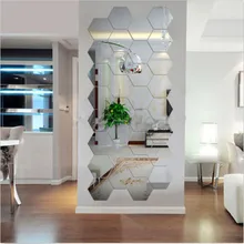 Новое поступление 12 шт. акриловые серебряные 3D восьмиугольное зеркало наклейки на стену домашний Декор Съемный