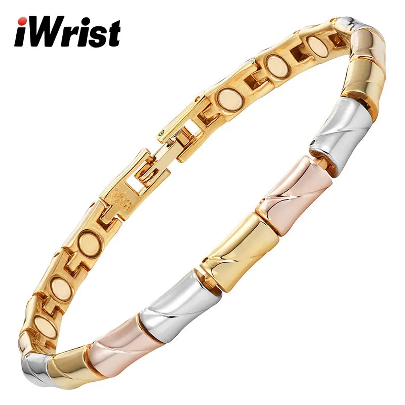 

iWrist Women's Luxury Magnetic Bracelet Chain Bangles Alloy Material Bamboo Shape Bio Healthy Benefit Jewelry Best Lovers Gifts