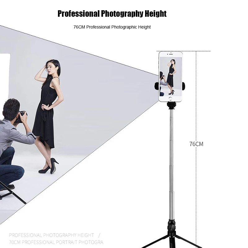 

4 In 1 Wireless Bluetooth Selfie Stick with Remote Control for iPhone Samsung Huawei OD889
