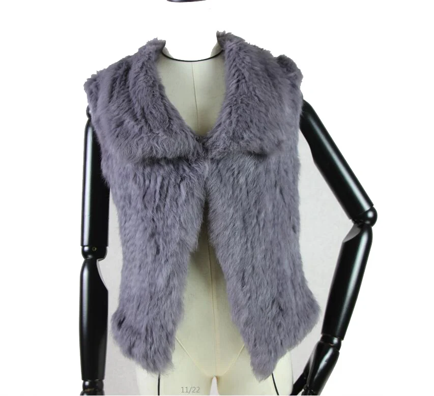 

2017 New Real Knitted Rabbit Fur Vest For Women Genuine Rabbit Fur Waistcoat Natural Rabbit Fur Outwear Winter Hot Sale