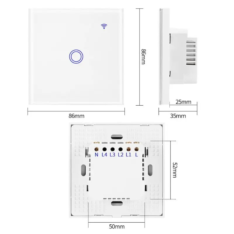 AC 100-250 V 2000 W 2,4G, Wi-Fi, сенсорный настенный выключатель света Панель 1/2/3 приложение Управление светодиодный вентилятор с лампами умный переключатель