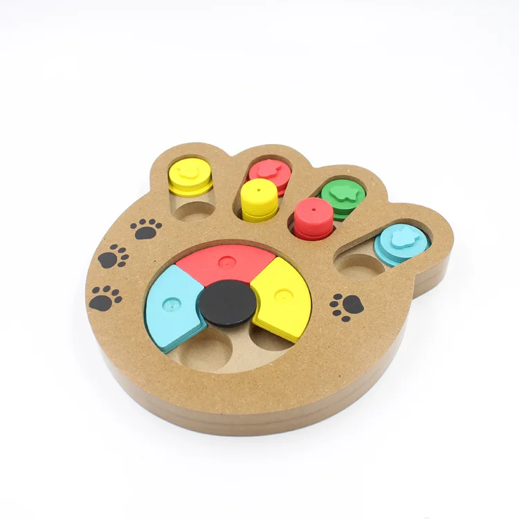 SMARTPET Забавный Деревянный питомец собака кошка головоломка игрушка в форме лапы щенок котенок IQ Обучающие игры игрушки развивающие питомец медленная кормушка - Цвет: ST-M299 Paw