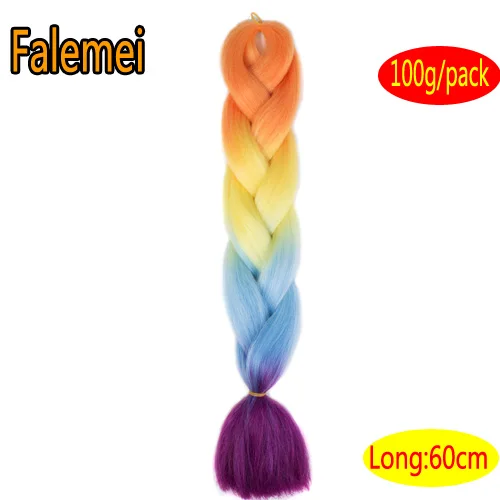 FALEMEI синтетические волосы для наращивания на крючках Омбре огромные косички волос 100 г/упак. 24 дюйма афро объемные волосы Джамбо косы с крючком - Цвет: #530