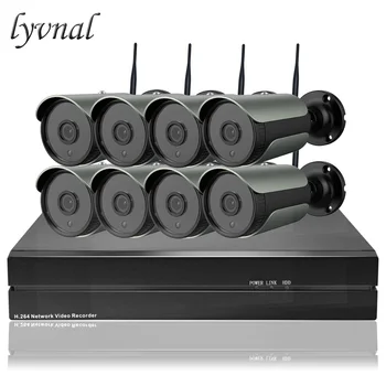 

LYVNAL 8ch wifi kit 720p 1tb 2tb hdd wifi system 1.0mp wireless ip camera waterproof night vision p2p Security camera wifi kit