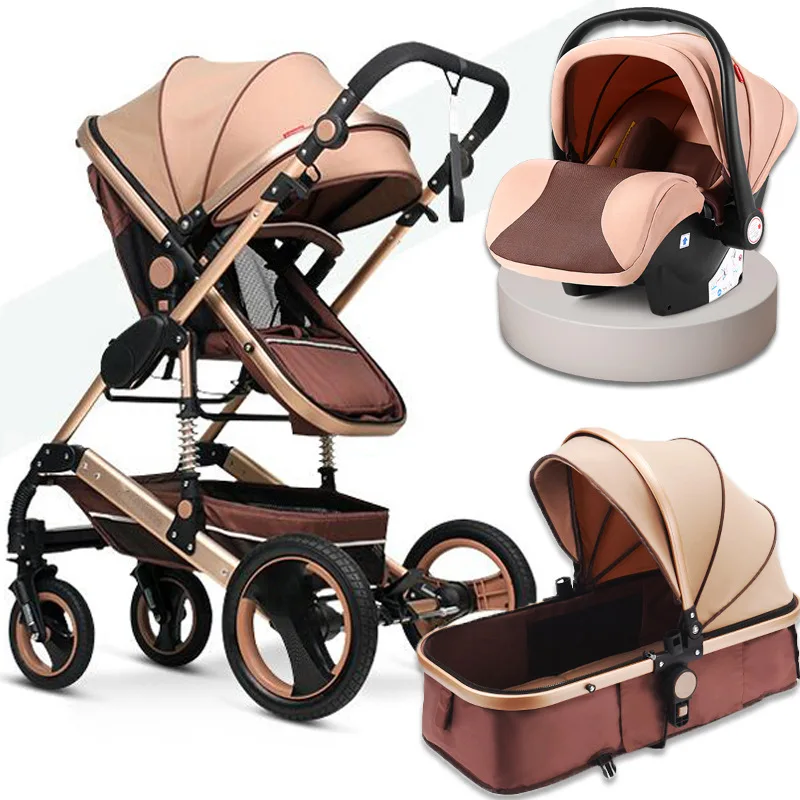 

3 in1 Baby stroller high landscape Can Sit And Lie Shock Baby Stroller