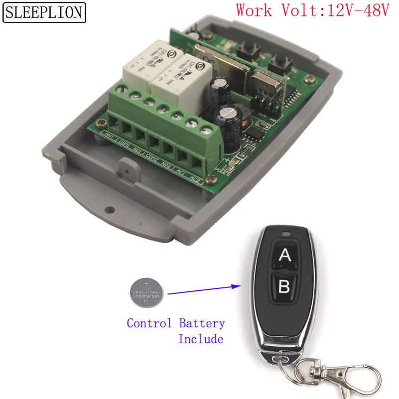 Sleeplion 12V 24V 2CH Wireless Remote Control Switch System Receiver for Appliances Gate Garage Door 36V 48V-12V | Электроника