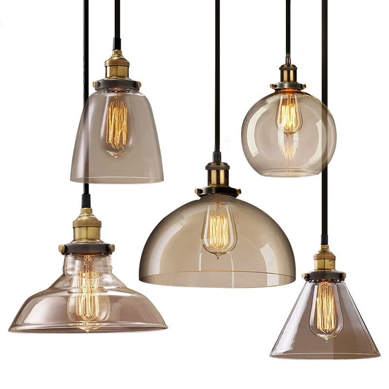 

Vintage pendant lights American country lighting living room restaurant bar clothing store industrial retro glass pendant light