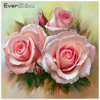 

EverShine New Diamond Embroidery Flower Pattern Diamond Mosaic Rhinestones Full Round Diamond Painting Cross Stitch Flowers
