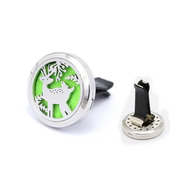 

2016 New 30mm 316 Stainless Steel Christmas Deer Aromatherapy/Essential Oil Diffuser Perfume Locket Clip for Car
