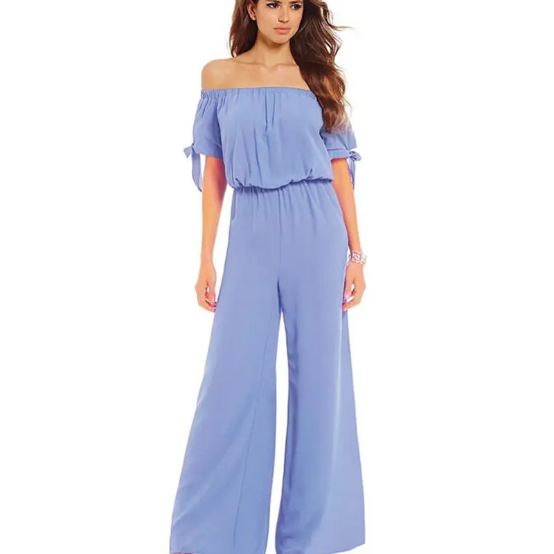 Women's Jumpsuit Lotus Leaf Collar Elegant Chiffon Trousers Slim Temperament Leaking Shoulder Floral Short Sleeve Spring New Women's Jumpsuit Lotus Leaf Collar Elegant Chiffon Trousers Slim Temperament Leaking Shoulder Floral Short Sleeve Spring New