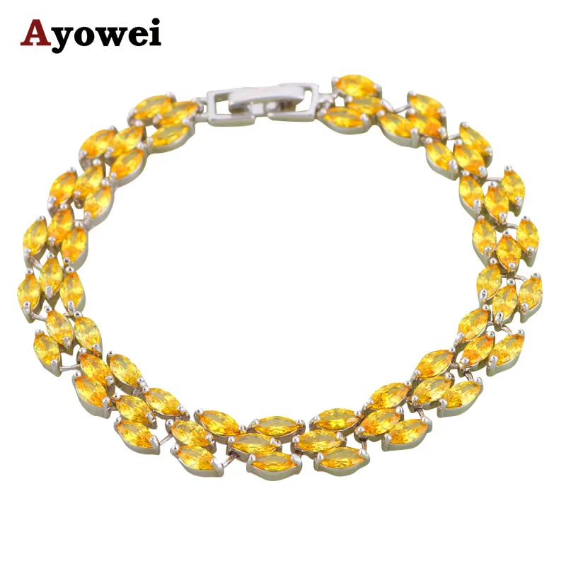 Ayowei высокое качество модный желтый циркон серебряный бижутерия амулет браслеты для женщин TBS1122A