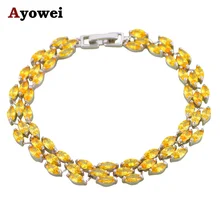 Ayowei высокое качество модный желтый циркон серебряный бижутерия амулет браслеты для женщин TBS1122A