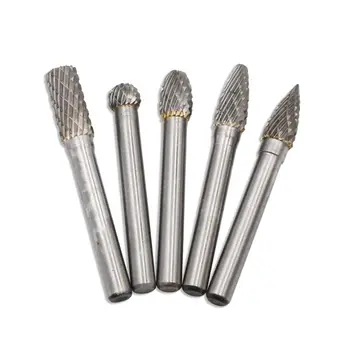 

Carbide Burrs 5pcs 1/4" Shank 8mm/12mm Double Cut Tungsten Carbide Rotary File Cutting Burs Tool Rotary Burrs Die Grinder Bits