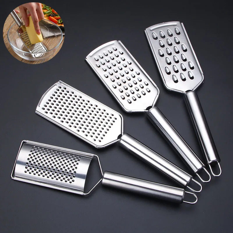 

High Quality 4 Types Stainless Steel Cheese Grater Multi-purpose Sharp Ginger Vegetable Lemon Fruit Grater Kitchen Tools Gadgets