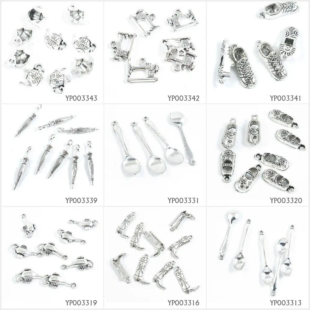 

Antique Silver Plated Jewelry Making Charms Tablespoon Spoon Womens Boot Kneeboot Aladdin Genie Magic Lamp Kids Cloth Shoes Umbr