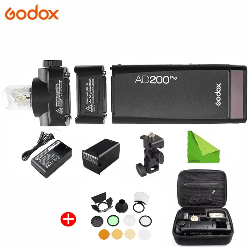 Godox AD200 Pro AD200Pro 200Ws 2,4G Вспышка стробоскоп 2900mAh батарея голая лампа Speedlite френель головка для DSLR вспышка для фотоаппарата - Цвет: Add AK-R1